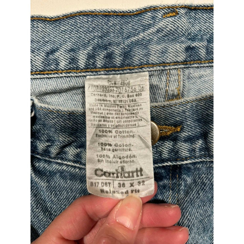 Carhartt B17 DST Relaxed Fit Straight Leg Blue Denim Jeans Mens 36x32 - Picture 2 of 12